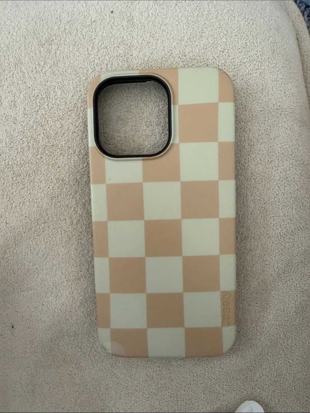 Neutral Beige Checkered Phone Case - Casely